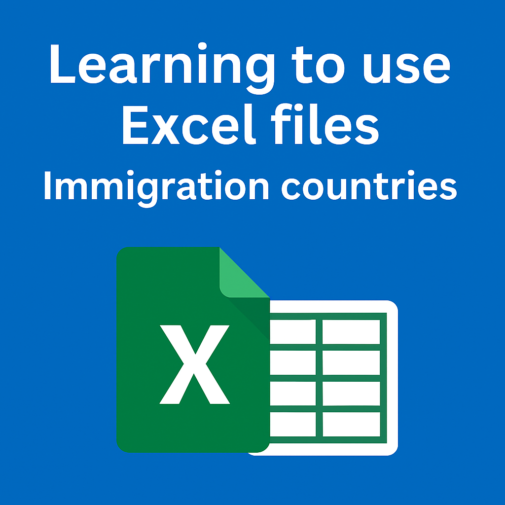 Learning to use Excel files Immigration countries